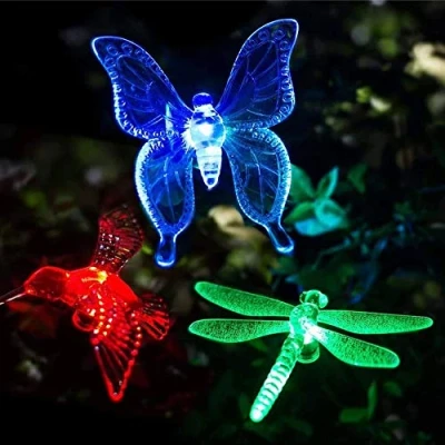 Image of Jetcloud Butterfly Garden Solar Lights,3Pcs Stake Lights Outdoor Color Changing LED Dragonfly Light for Lawn Yard Path Walkway Decoration
