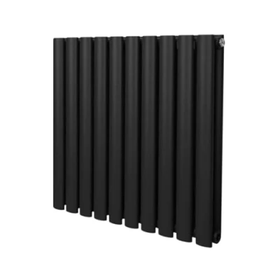 Image of MonsterShop Oval Column Radiator 600mm x Modern Designer Double Panel Central Heating Heater Matt Black 213006