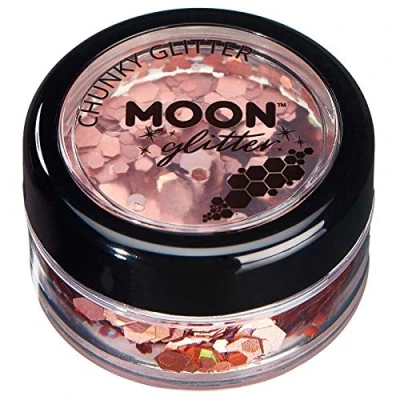 Image of Chunky Holographic Glitter by Moon Rose Gold Cosmetic Festival Makeup for Face, Body, Nails, Hair, Lips 3g