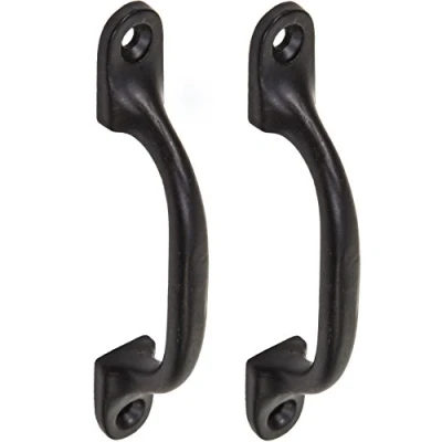 Image of 2X Quality Black Cast Iron 4&quot;Pull Handles Ideal for Kitchen Cabinets, Cupboards &amp; Drawers