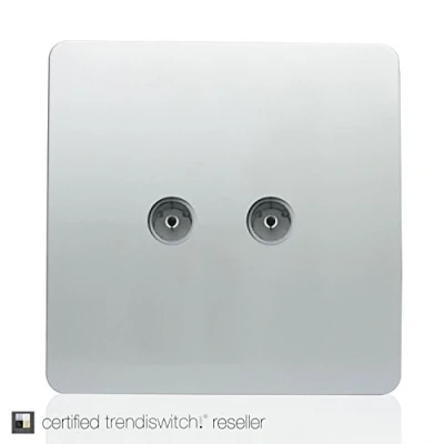 Image of Trendi Artistic Modern Glossy Tactile TV 2 Gang Socket Silver ART 2TVSSI