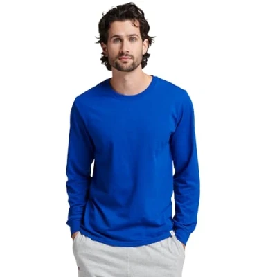 Image of Russell Athletic Men&#039;s Dri Power Cotton Blend Tees &amp; Tanks, Moisture Wicking, Odor Protection, UPF 30+, Sizes S 4x T Shirt, Royal, XL