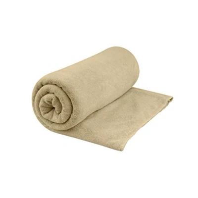 Image of Sea to Summit Tek Microfibre Towel XL Beach Soft Terrycloth Feel Super Absorbent &amp; Quick Dry Hang Loop Case For Camping, Boating Gym 75 x 150cm Desert Brown 445g