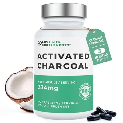 Image of High Strength Activated Charcoal Capsules 334mg Per Capsule (not Tablets) 3 Month Supply for Bloating Relief, Gas, Digestion, Flatulence, Detox 100% Coconut