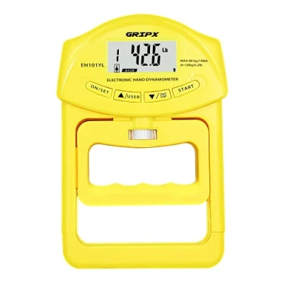 Image of GRIPX Digital Hand Dynamometer Grip Strength Measurement Meter Auto Capturing Electronic Power 198Lbs / 90Kgs, Yellow