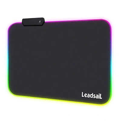 Image of LeadsaiL RGB Gaming Mouse Mat 350 * 250 4mm with 12 Light Modes Luminous Mousepad, Non slip Rubber Base, Spill Resistant Glowing LED for Laser/Optical Mice