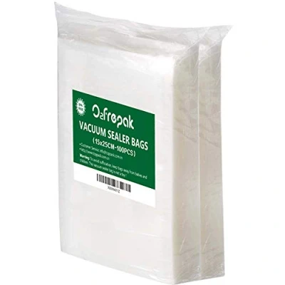 Image of O2frepak 100 Count 15X25cm Textured Vacuum Sealer Bags for Food,BPA Free and Heavy Duty Embossed Seal Food Bags,Great Sous Vide Vaccume PreCut Bag