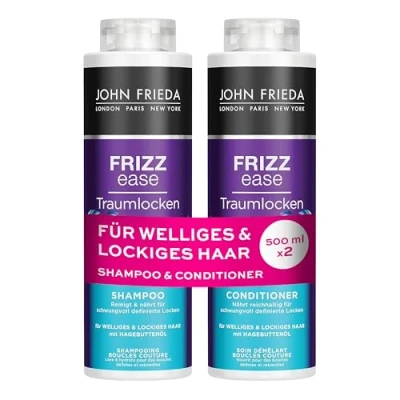 Image of John Frieda Traumlocken Shampoo/Conditioner Value Set Contents: 1 x Shampoo 500 ml &amp; Conditioner Refillable Frizz Ease Series For Curly Wavy Hair