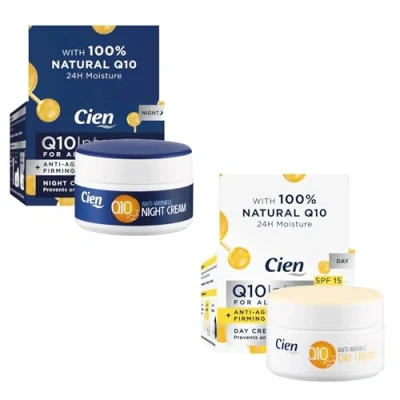 Image of Set of 2 x 50 ml Cien Anti Wrinkle DAY + NIGHT CREAM with q10, Hyaluronic Acid &amp; Vitamin E
