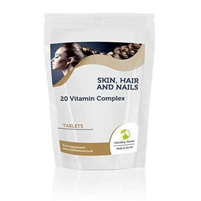 Image of Skin, Hair and Nails 20 Vitamin Complex Vitarenew Food Supplement 30 Tablets Pills Includes Copper, Zinc, E, C, Biotin Selenium Nutrition Supplements HEALTHY MOOD