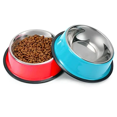 Image of SUOXU Dog Bowls,Pieces Stainless Stee Cat Bowls for Kittensl,Non Slip Feeding Bowls,Multifunctional Food Bowl, Small Pet Color And Water Bowls,Pack of 2