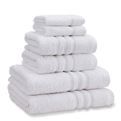 Image of Catherine Lansfield Zero Twist Soft &amp; Absorbent Cotton 6 Piece Towel Set White