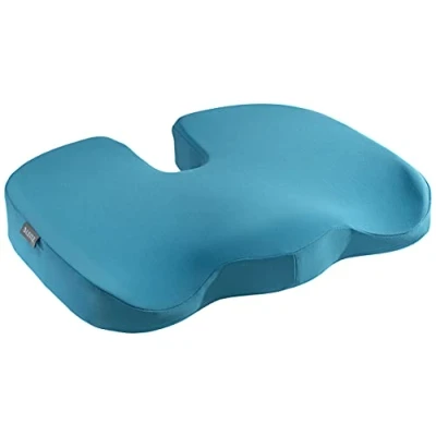 Image of Leitz Seat Cushion, Padded Support For Home Or Office Chair, Relieves Spinal Pressure, Reduces Neck &amp; Back Pain, Fabric Cover With Inner Foam Material, Ergo Cosy Range, Calm Blue, 52840061