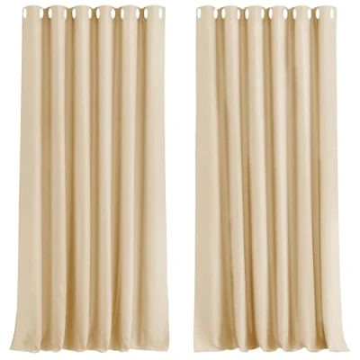 Image of Aspire Homeware Blackout Curtains 90x90 Cream Eyelet for Bedroom Window Treatments Thermal Insulated Super Soft Living Room Curtain with Matching Tiebacks 2 Panel