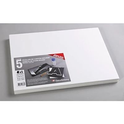 Image of Clairefontaine Ref 193668C Foam Board (Pack of 5 Sheets) A3 (420 x 297mm) in Size, 5mm Thick, Light &amp; Stiff Suitable for Decoration, Framing Model Making
