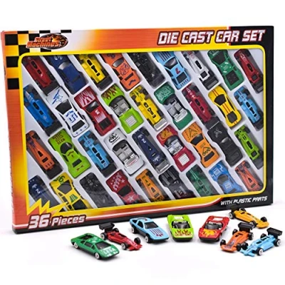 Image of 36 Piece Die Cast Metal Toy Cars Diecast Mini Racing Vehicles for Kids, Convertibles, F1, Sports Cars, Model Collector Gift Playset