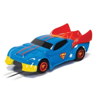 Image of Micro Scalextric Cars Justice League Superman Toy Slot Car for use with Race Tracks or Set Small Kids Gift Ideas Boy/Girl Ages 4+, Accessories