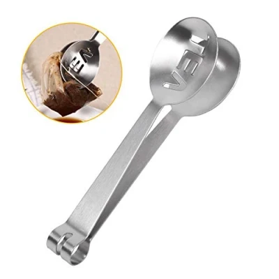Image of Tosuny 12cm Teabag Tongs, Lightweight Stainless Steel Tea Bag Squeezer Tongs Strainer Grip, Multi Functional Home Kitchen Craft Tool