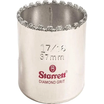 Image of Starrett Diamond Grit Hole Saw D0176 Ceramic and Tile Drill Cutter For Brick Glass Marble Slate Stone Porcelain 37mm (1.7/16 inch)