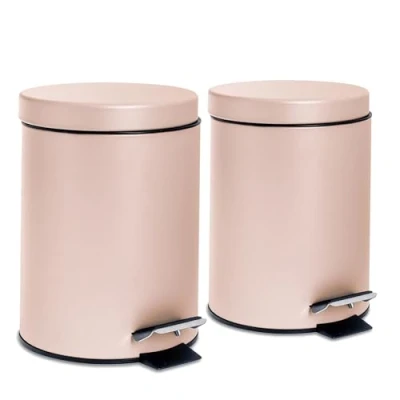 Image of Harbour Housewares 2 Piece 3 Litre Bathroom Pedal Bin with Inner Bucket Matte Pink