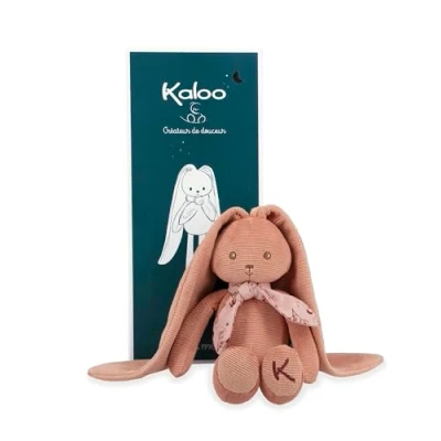 Image of Kaloo Lapinoo Rabbit Doll Baby’s Corduroy Soft Toy 13.8&quot;/35 cm Terracotta Colour Ultra material Gift Box From Birth Onwards K972201