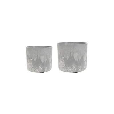 Image of Ivyline Planter Set, Stone, Grey, Medium D16cmLarge D19cm