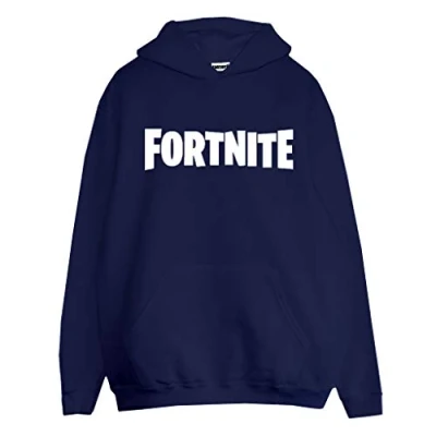 Image of Fortnite Text Logo Pullover Hoodie, Adults, S 5XL, Navy, Official Merchandise