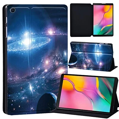 Image of Printed Leather slim lightweight Stand Cover Case for Samsung Galaxy Tab A 10.1 2019 (Model: SM T510 T515), with Function (Black) (fantasy planets system)