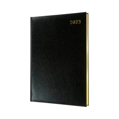 Image of Collins Management Quarto Business Week to View with Appointments 2023 Diary Black (QB7.99 23) Complete Planner, Agenda and Journal Organiser Hardback Leather Cover
