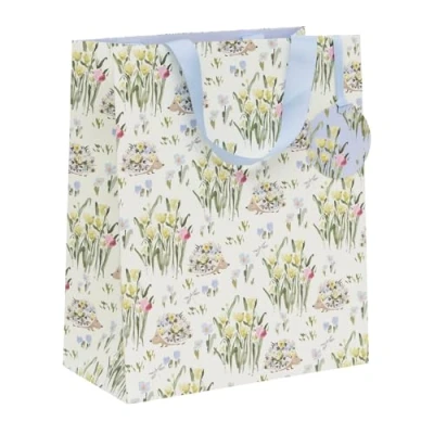 Image of Glick Luxury Large Gift Bag, Happy Hedgehog Floral, Recyclable Bag for Birthdays &amp; Celebrations, 315 x 260 135 mm, Multi Coloured