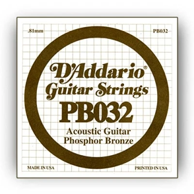 Image of D&#039;Addario PB032 .032 Phosphor Bronze Wound for Acoustic Guitar Single String