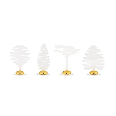 Image of Alessi Set of Four Place Markers in Steel Coloured with epoxy Resin, White Magnet Porcelain, One Size