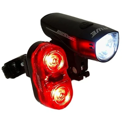 Image of AWE® AWEBright™ 140 Lumens Bike Light Set, Super Bright Front LED &amp; 2 0.5W Rear LED&#039;s, 111 Hours Running Time* Visibility 1km+ IPX4 Waterproof *SEE 360 VIDEO