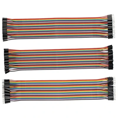 Image of HALJIA 120pcs 30CM 12Inch Multicolored Jumper Wire 40pin Male to Female, Male, Female Breadboard Wires Ribbon Cables Kit
