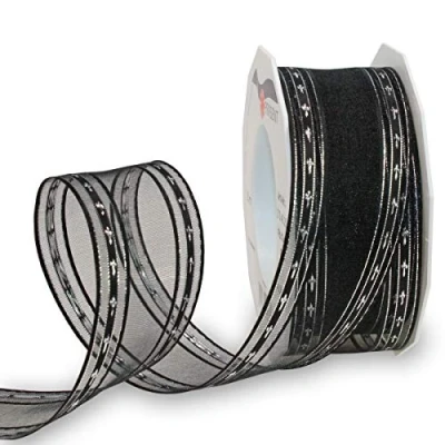 Image of Präsent Palma Mourning Ribbon Black Silver 40 mm Width, 20 m Length