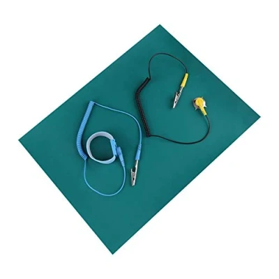 Image of Anti Static Mat and Wrist Strap, Alligator Clip, Grounding Cable Electrostatic Discharge Strap Electricity Wristband Silicone Soldering Insulation Work Pad for Electronics Repair