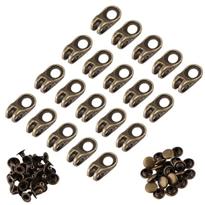 Image of Boot Hooks Metal 20x Lace Fittings Buckles with Rivets Leather Shoes Climbing Repair Buckle for Repair/Camp/Hike/Climb Accessories(9 * 7 2cm Bronze)
