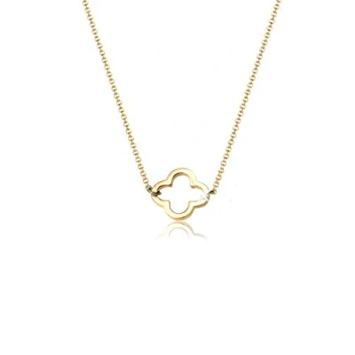 Image of Elli Women&#039;s 925 Sterling Silver Gold Plated Cloverleaf Lucky Charm Pendant Necklace of Length 40 cm
