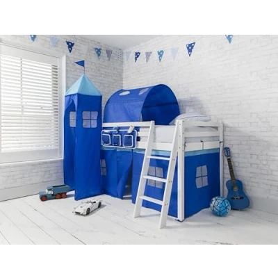 Image of Noa and Nani Moro Cabin Bed Midsleeper with Blue NW Package in Classic White