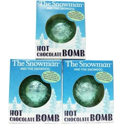 Image of 3 Pack Snowman Drinking Hot Chocolate Gift Set Delicious Milk Bombs with Marshmallows Xmas Eve Box Stocking Fillers