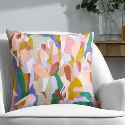 Image of furn. Self Love Abstract Feather Filled Cushion Multicolour Size 43 cm x