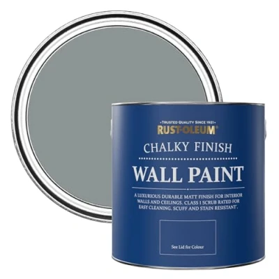 Image of Rust Oleum Dark Grey Matt Emulsion Wall Paint Slate 2.5L