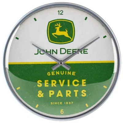 Image of Nostalgic Art Retro wall clock, Ø 31 cm, John Deere Service &amp; Parts Gift idea for tractor fans, large kitchenclock, vintage design