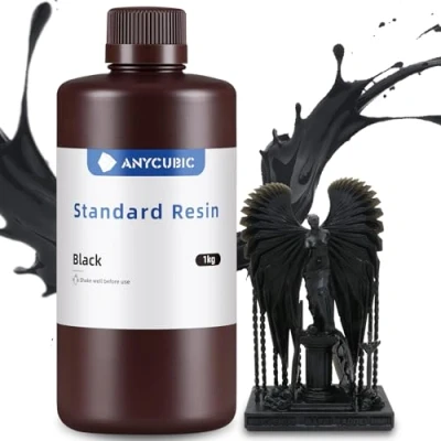 Image of ANYCUBIC Standard 3D Printer Resin, LCD UV 405nm Rapid Photopolymer Resin for 6K/8K/12K/14K Printers(1000g, Black)