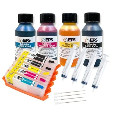 Image of Edible Ink Refill Pack &amp; Refillable Cartridges for Canon PIXMA iX6850/iP7250 Printer