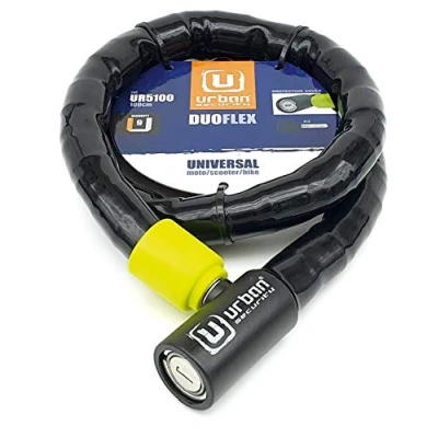 Image of Urban UR5100 Phyton Cable Lock, Reinforced Steel with Very Flexible Articulated Shielding, High Security Anti Theft Armored for Motorcycle, Electric Bicycle, Scooter, 100cm/3,3ft