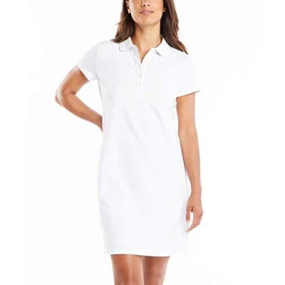 Image of Nautica Women&#039;s Easy Classic Short Sleeve Stretch Cotton Polo Dress Casual, Bright White, L