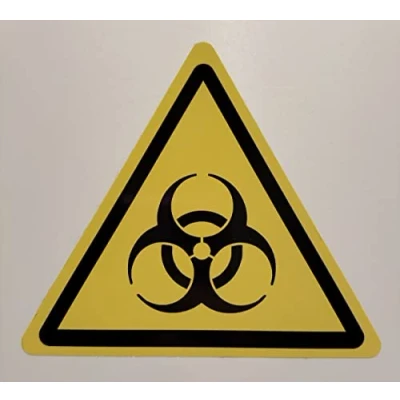 Image of ISO Safety Label Sign Warning: Biological Hazard Symbol Self Adhesive Sticker 50mm x