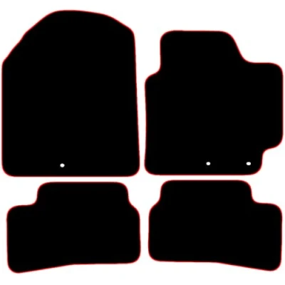 Image of Carsio Carpet Car Mats For Kia Stonic 2017 Onwards 4 Piece Set Tailored Fit Floor Mat Complete Accessory Black Custom Fitted All Weather, Anti Slip Backing &amp; Red Trim