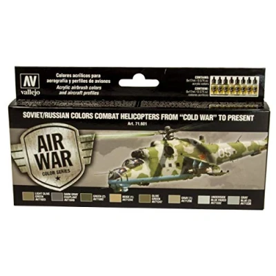 Image of Vallejo VAL71601 AV Model Air Set Soviet Helicopters Post War Paints for use with an Airbrush, Various, 17ml